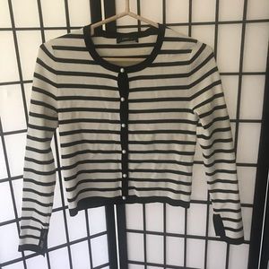 Size S Zara Knit Striped Pearl Cardigan